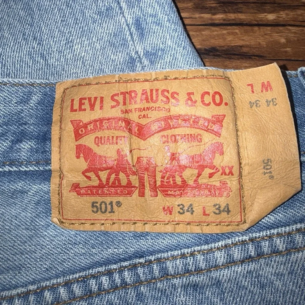 Levi's 501 Button Fly Straight Leg Blue Jeans Men's 34x34